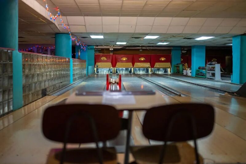 Fountain Square theater building - duckpin bowling lanes
